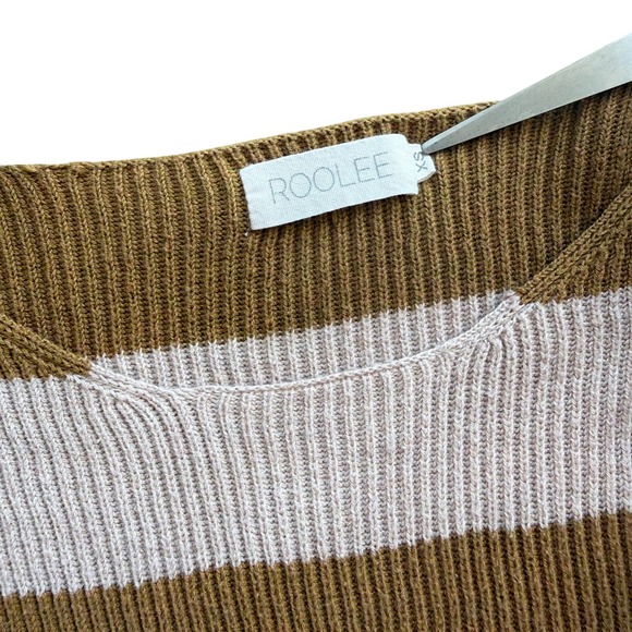ROOLEE Striped Sweater Womens XS Ribbed Knit Pullover Boho Minimalist Oversized - Picture 4 of 7